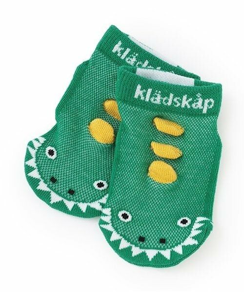 kladskap / クレードスコープ ソックス | 恐竜/サメ凹凸スニーカーインソックス(グリーン)
