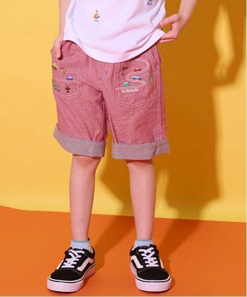 kladskap / クレードスコープ ショート・ハーフ・半端丈パンツ | 【人気商品のため再入荷】乗り物刺しゅう5分丈パンツ(赤)