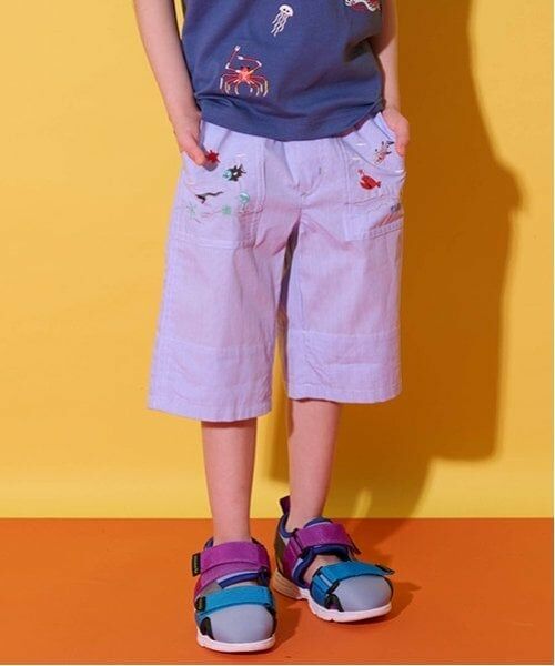 kladskap / クレードスコープ その他パンツ | 海のいきもの刺しゅう5分丈パンツ（ブルー）