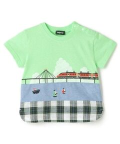 kladskap / クレードスコープ Tシャツ | 海と電車切替半袖Tシャツ