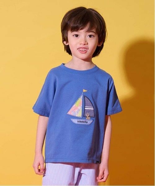 kladskap / クレードスコープ Tシャツ | ヨットアップリケ半袖Tシャツ（ブルー）