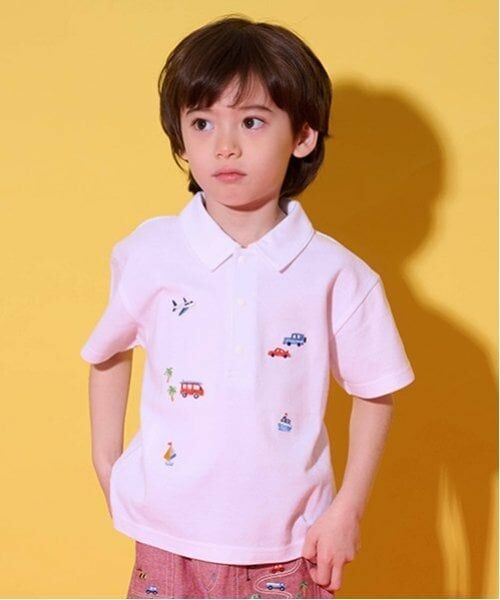 kladskap / クレードスコープ ポロシャツ | 乗り物刺しゅう半袖ポロシャツ（オフ ホワイト）