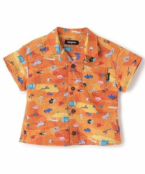 kladskap / クレードスコープ シャツ・ブラウス | 深海柄オーバーサイズ半袖開衿シャツ（オレンジ）