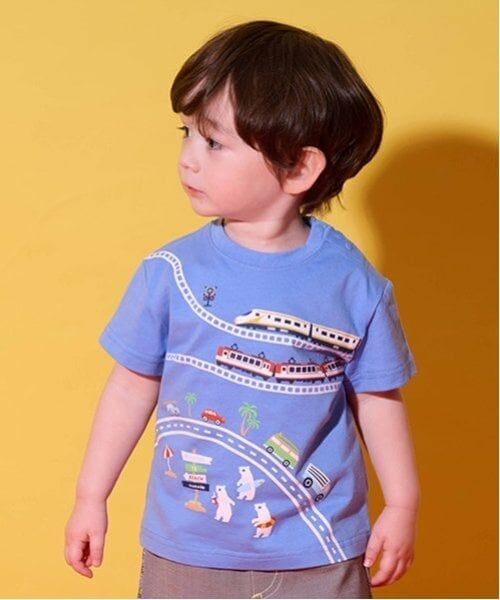 kladskap / クレードスコープ Tシャツ | 海に行こう!乗り物プリント半袖Tシャツ（ブルー）