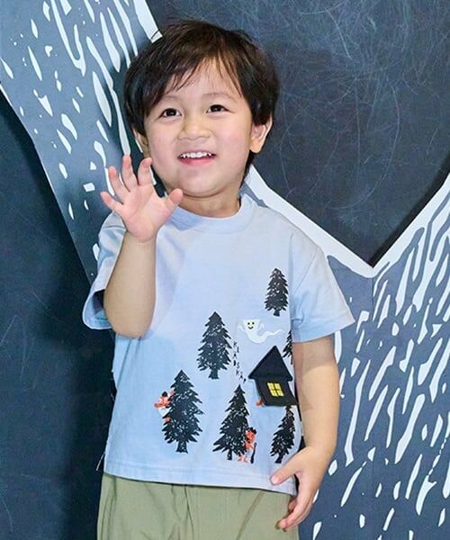 kladskap / クレードスコープ Tシャツ | おばけの森半袖Tシャツ（ブルー グレー）