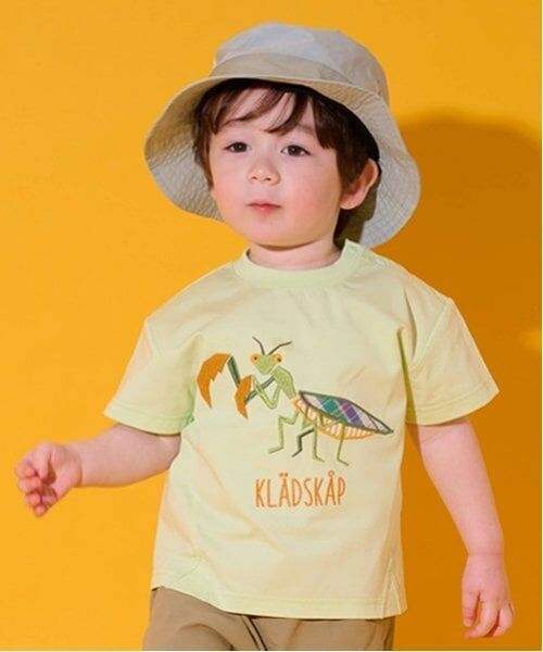 kladskap / クレードスコープ Tシャツ | 昆虫アップリケ半袖Tシャツ（ライト グリーン）