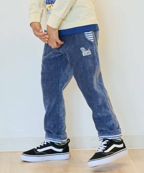 kladskap / クレードスコープ その他パンツ | 恐竜刺しゅうロング丈テーパードパンツ（紺）