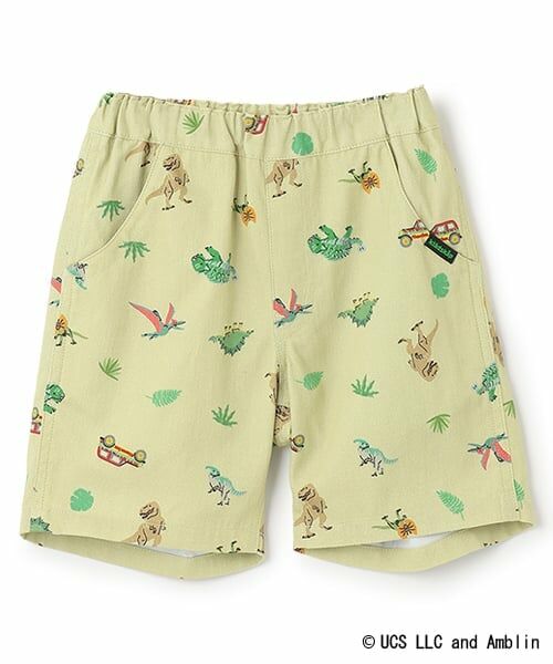 kladskap / クレードスコープ ショート・ハーフ・半端丈パンツ | 【JURASSIC】恐竜総柄5分丈パンツ（ベージュ）