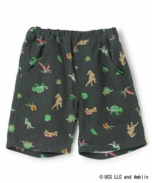 kladskap / クレードスコープ ショート・ハーフ・半端丈パンツ | 【JURASSIC】恐竜総柄5分丈パンツ（チャコール）