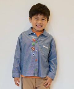 kladskap / クレードスコープ シャツ・ブラウス | 恐竜ヒョッコリ刺しゅう長袖シャツ