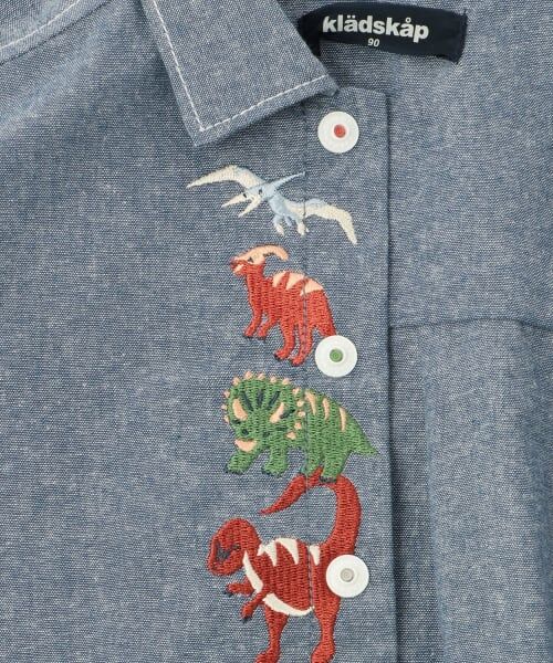 kladskap / クレードスコープ シャツ・ブラウス | 恐竜ヒョッコリ刺しゅう長袖シャツ | 詳細4