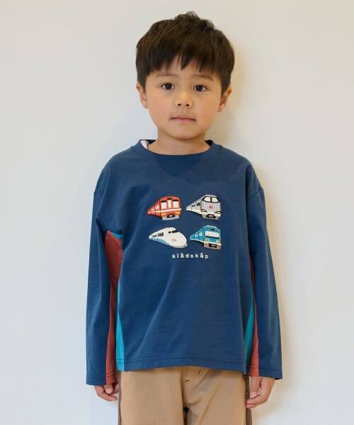 kladskap / クレードスコープ Tシャツ | 電車アップリケ長袖Tシャツ（紺）