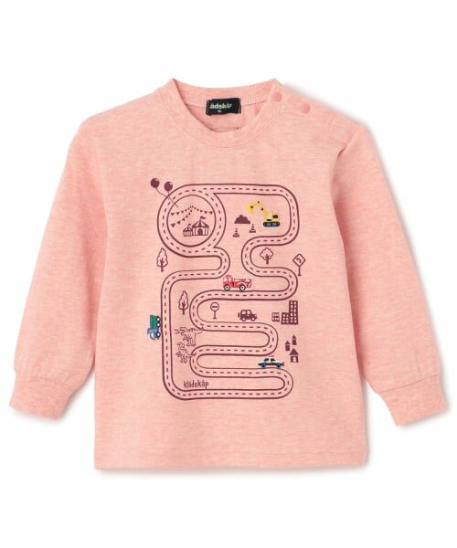 kladskap / クレードスコープ Tシャツ | 働く車と道路長袖Tシャツ（プラム）