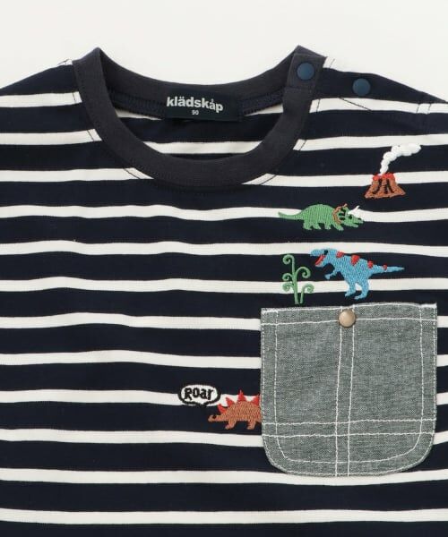 kladskap / クレードスコープ Tシャツ | 恐竜胸ポケットボーダー長袖Tシャツ | 詳細2
