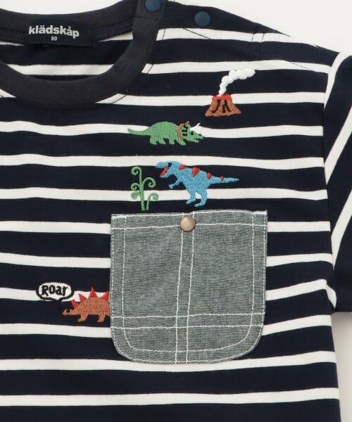 kladskap / クレードスコープ Tシャツ | 恐竜胸ポケットボーダー長袖Tシャツ | 詳細3