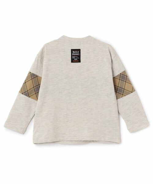 kladskap / クレードスコープ Tシャツ | 恐竜と街チェック切替長袖Tシャツ | 詳細1