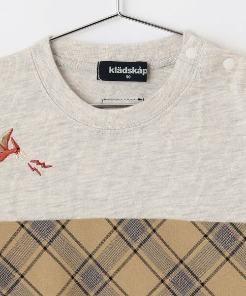 kladskap / クレードスコープ Tシャツ | 恐竜と街チェック切替長袖Tシャツ | 詳細2