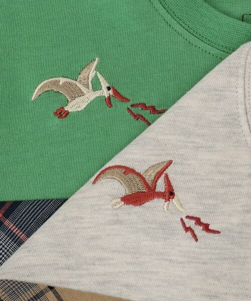 kladskap / クレードスコープ Tシャツ | 恐竜と街チェック切替長袖Tシャツ | 詳細3