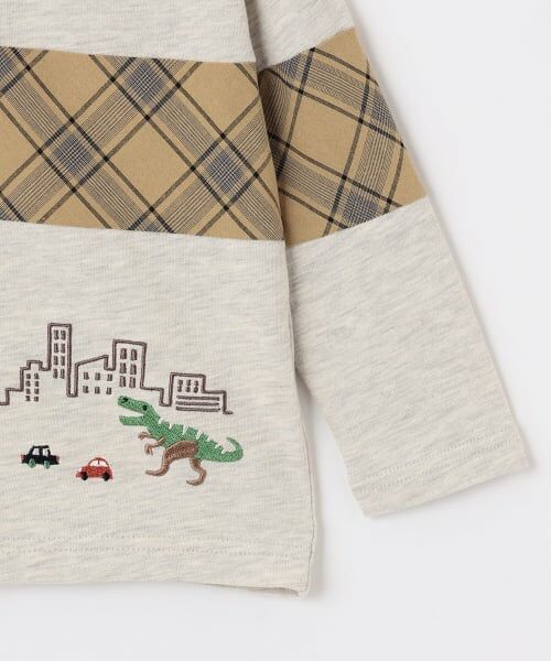 kladskap / クレードスコープ Tシャツ | 恐竜と街チェック切替長袖Tシャツ | 詳細5