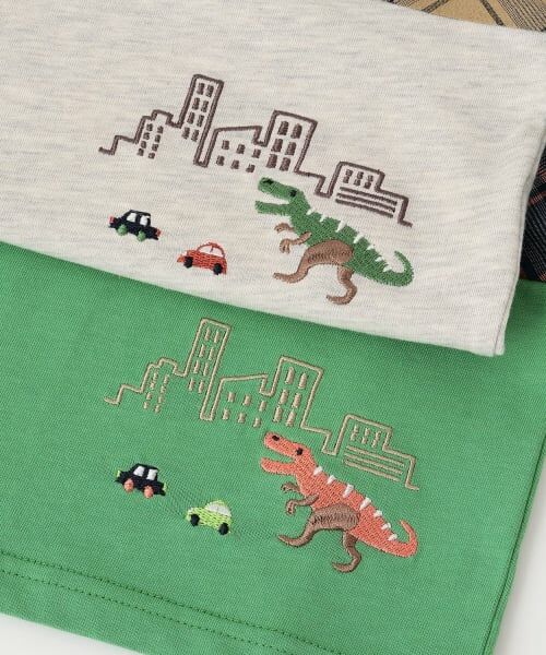 kladskap / クレードスコープ Tシャツ | 恐竜と街チェック切替長袖Tシャツ | 詳細6