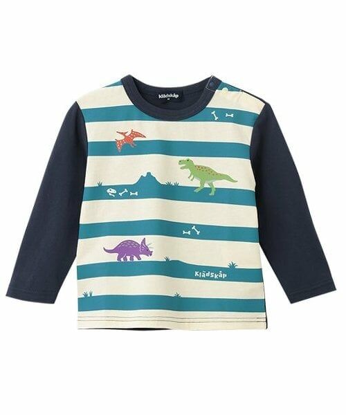 kladskap / クレードスコープ Tシャツ | 【人気商品再入荷】【直営店で取り扱い無し】恐竜ボーダー長袖Tシャツ（紺）