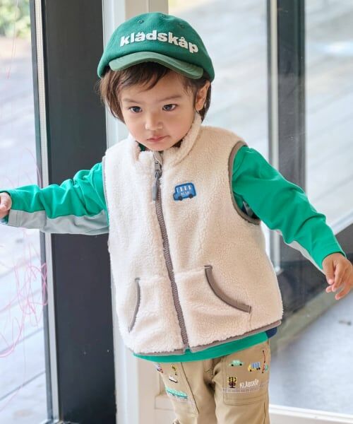 kladskap / クレードスコープ ダウンジャケット・ベスト | 乗り物リバーシブルボアベスト（オフ ホワイト）