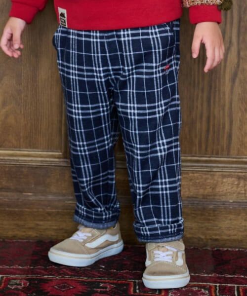 kladskap / クレードスコープ その他パンツ | 車ワンポイントチェックロング丈ストレートパンツ（紺）