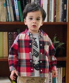 kladskap / クレードスコープ シャツ・ブラウス | オオカミ刺しゅうチェック長袖シャツ