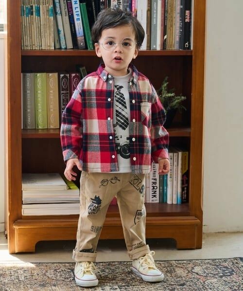 kladskap / クレードスコープ シャツ・ブラウス | オオカミ刺しゅうチェック長袖シャツ | 詳細12