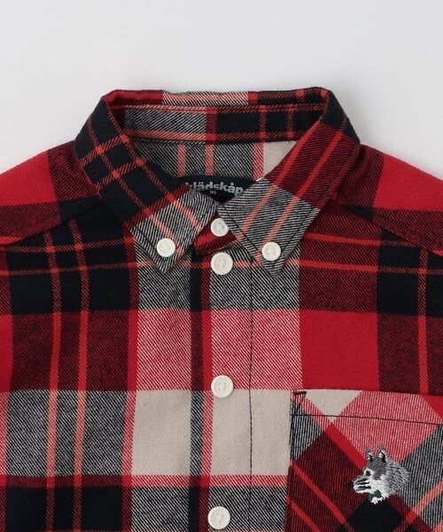 kladskap / クレードスコープ シャツ・ブラウス | オオカミ刺しゅうチェック長袖シャツ | 詳細2