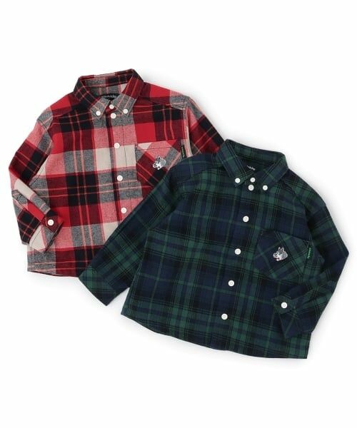 kladskap / クレードスコープ シャツ・ブラウス | オオカミ刺しゅうチェック長袖シャツ | 詳細6