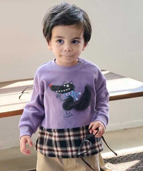 kladskap / クレードスコープ スウェット | オオカミ裾チェックトレーナー（ラベンダー）