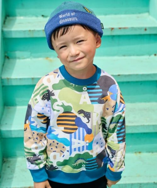 kladskap / クレードスコープ スウェット | 恐竜×ロゴ総柄トレーナー（カーキ）