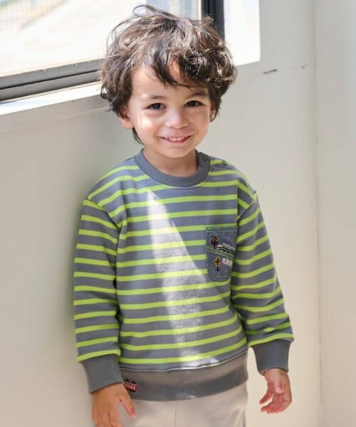 kladskap / クレードスコープ スウェット | 電車胸ポケットボーダートレーナー（グレー）