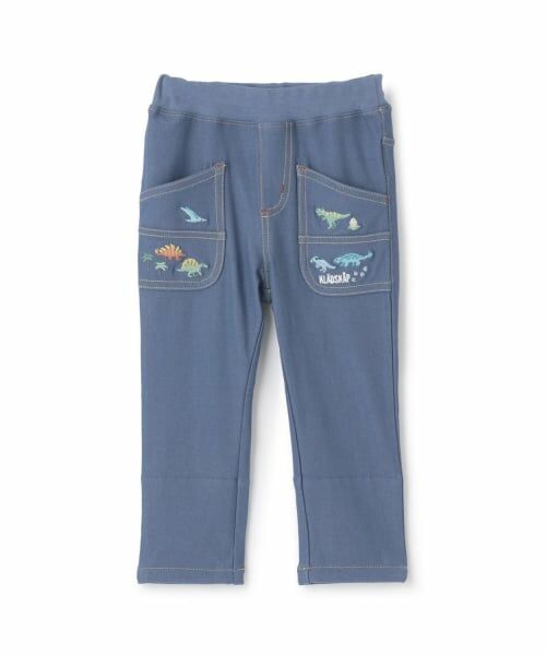 kladskap / クレードスコープ その他パンツ | 恐竜刺しゅうロング丈ストレートパンツ（ブルー）