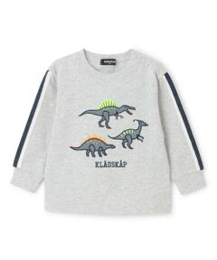 kladskap / クレードスコープ Tシャツ | 恐竜アップリケ袖ライン長袖Tシャツ