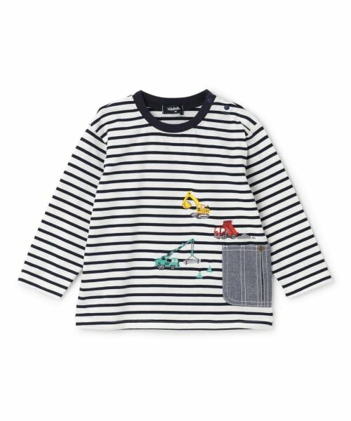 kladskap / クレードスコープ Tシャツ | ポケットから働く車ボーダー長袖Tシャツ(紺)