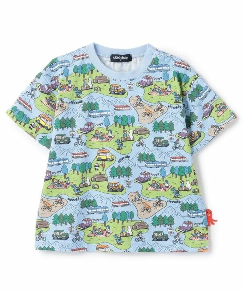 kladskap / クレードスコープ Tシャツ | ピクニック総柄半袖Tシャツ（サックス）