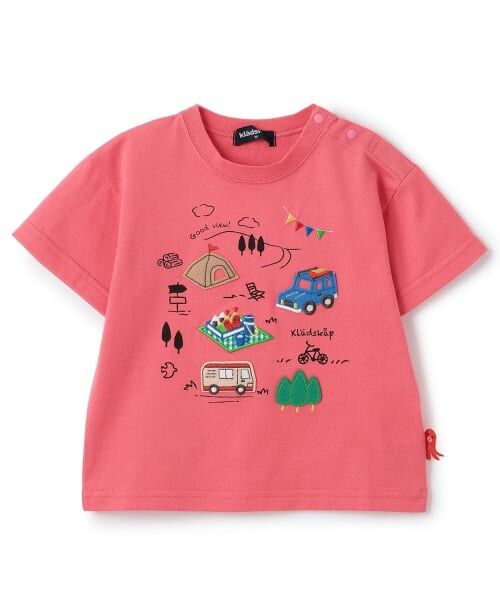 kladskap / クレードスコープ Tシャツ | ピクニックアップリケ半袖Tシャツ（ディープ ピンク）