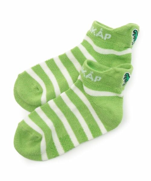 kladskap / クレードスコープ ソックス | 恐竜刺しゅうボーダースニーカーインソックス（イエロー グリーン）