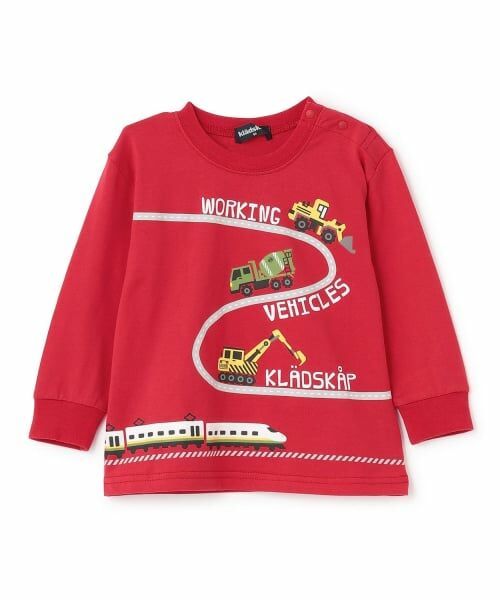 kladskap / クレードスコープ Tシャツ | 【人気商品再入荷】【直営店で取り扱い無し】働く車と電車長袖Tシャツ（赤）