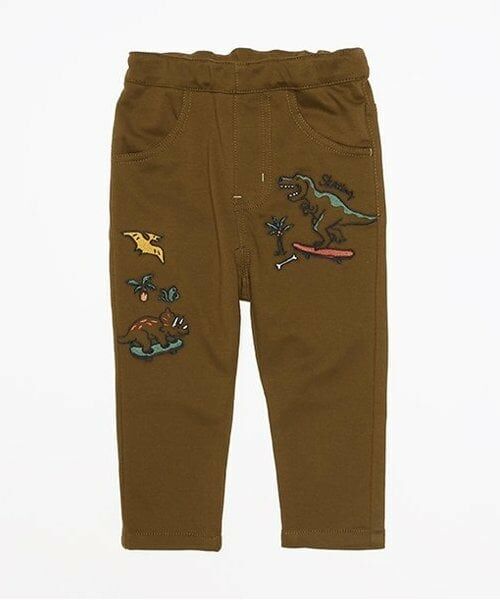 kladskap / クレードスコープ その他パンツ | 【人気商品再入荷】【直営店で取り扱い無し】恐竜刺しゅうロング丈テーパードパンツ(カーキ)