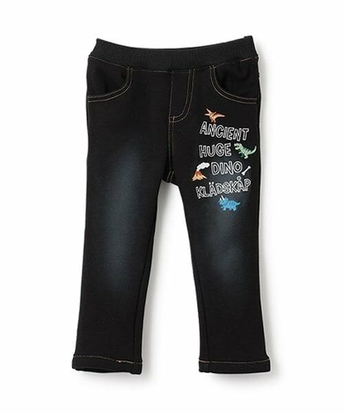 kladskap / クレードスコープ その他パンツ | 【人気商品再入荷】【直営店で取り扱い無し】恐竜刺しゅうロング丈ストレートパンツ（黒）