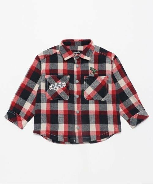 kladskap / クレードスコープ シャツ・ブラウス | 【人気商品再入荷】【直営店で取り扱い無し】恐竜チェック長袖シャツ（赤）