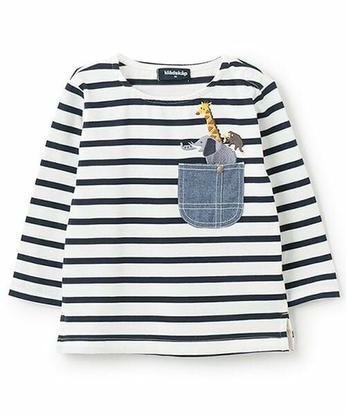 kladskap / クレードスコープ Tシャツ | 【人気商品再入荷】【直営店で取り扱い無し】ポケットからアニマルボーダー長袖Tシャツ(オフ ホワイト)