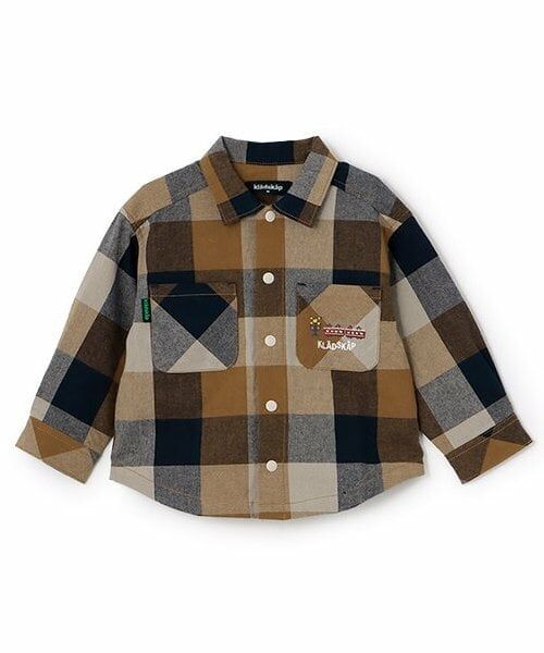 kladskap / クレードスコープ シャツ・ブラウス | 【人気商品再入荷】【直営店で取り扱い無し】電車刺しゅうチェック長袖シャツ（茶）