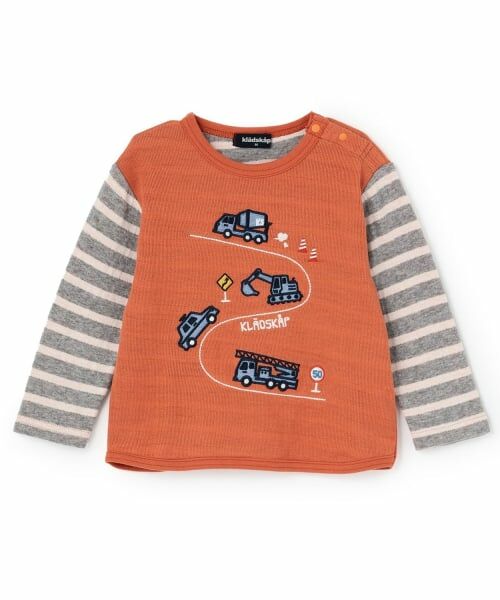 kladskap / クレードスコープ Tシャツ | 【人気商品再入荷】【直営店で取り扱い無し】働く車刺しゅう接結長袖Tシャツ（レンガ）