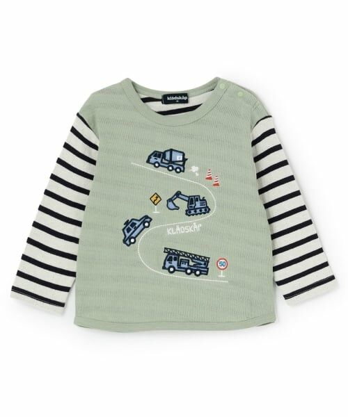 kladskap / クレードスコープ Tシャツ | 【人気商品再入荷】【直営店で取り扱い無し】働く車刺しゅう接結長袖Tシャツ（薄カーキ）