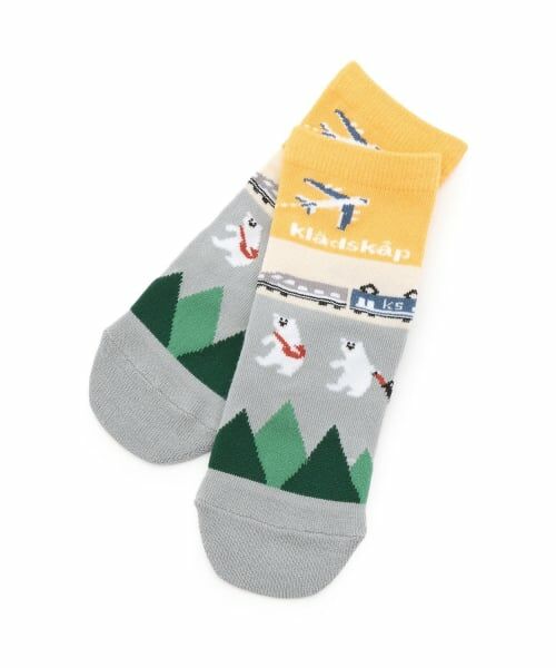 kladskap / クレードスコープ ソックス | 【人気商品再入荷】【直営店で取り扱い無し】空と電車の旅クルーソックス（カラシ）