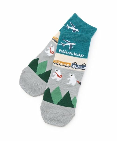 kladskap / クレードスコープ ソックス | 【人気商品再入荷】【直営店で取り扱い無し】空と電車の旅クルーソックス（ブルー グリーン）